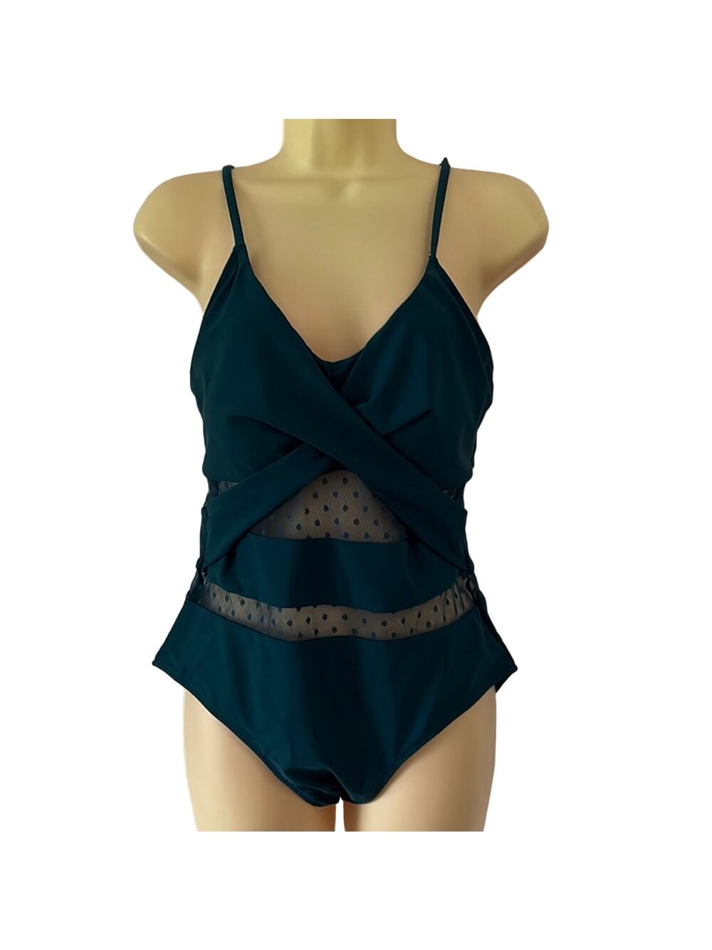 BMJL Teal One Piece Swimsuit with Mesh Insets Woman Size Small